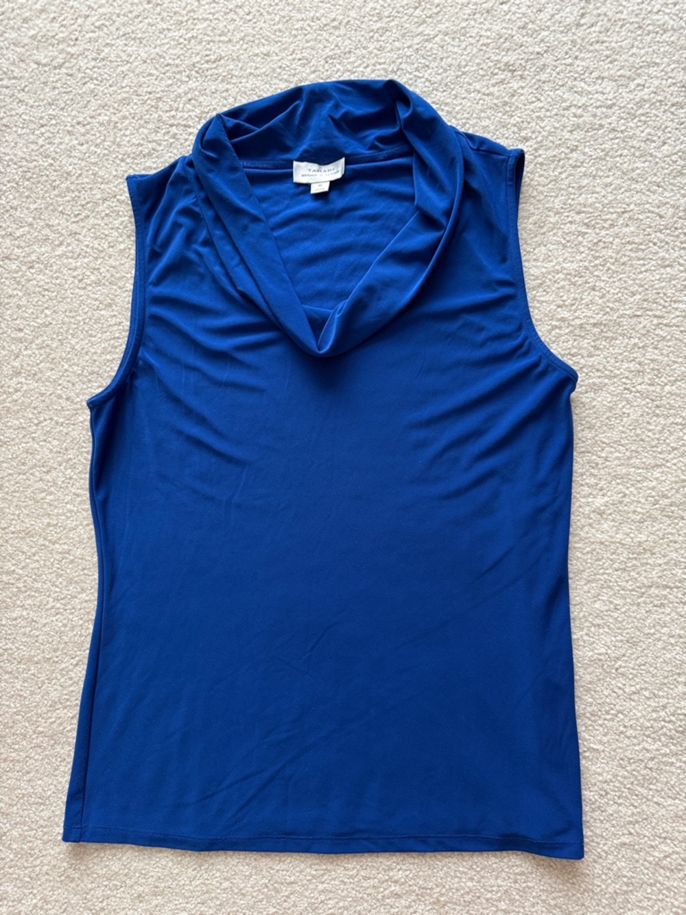 Tahari Arthur S. Levine Royal Blue Cowl Neck Sleeveless Top Size M